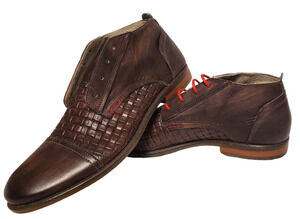 Cafe Noir Men Shoes Brown Braided Leather Size 44, 10 1/2 US